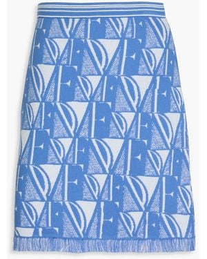 Diane von Furstenberg Alejandra Frayed Jacquard-knit Mini Skirt - Blue