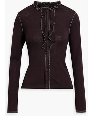 Ulla Johnson Asha Ruffled Wool Top - Black