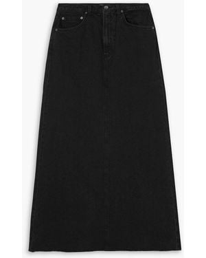 Agolde Hilla maxi-jeansrock aus bio-denim in distressed-optik - Schwarz