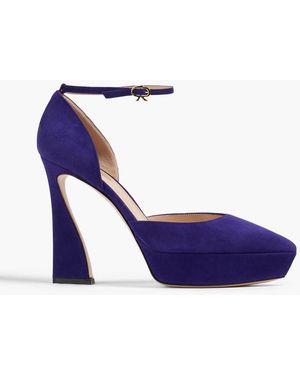 Gianvito Rossi Vertigo Suede Platform Court Shoes - Blue