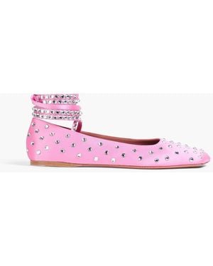AMINA MUADDI Ballerinas "ane" aus satin mit kristallverzierung - Pink
