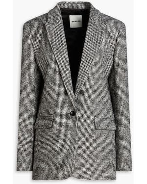 Sandro Houndstooth Wool-blend Bouclé-tweed Blazer - Black