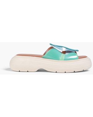 Rejina Pyo Reese Cutout Leather And Tpu Platform Slides - Blue