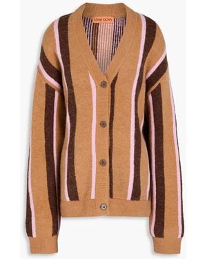 Stine Goya Striped Jacquard-knit Cardigan - Brown