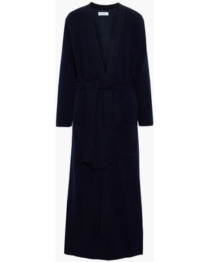 NAADAM Belted Ribbed-Knit And Cotton And Cashmere-Blend Fleece Cardigan - Blue