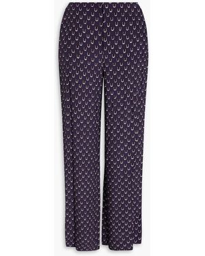 STAUD Printed Crepe Wide-Leg Trousers - Blue