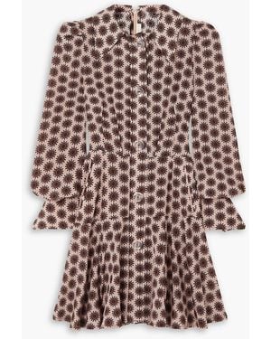 Anna Mason Hettie Printed Silk-blend Crepe De Chine Mini Shirt Dress - Pink