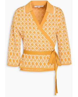 Diane von Furstenberg Meara Jacquard-knit Wrap Cardigan - Yellow