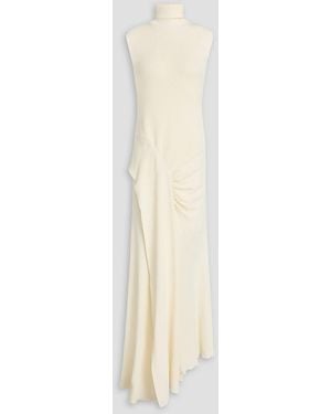 Victoria Beckham Ribbed-Knit And Crepe Turtleneck Maxi Dress - White