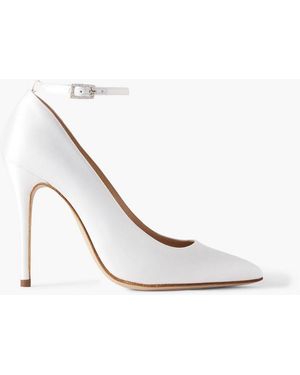 Alessandra Rich Crystal-Embellished Silk-Satin Court Shoes - White