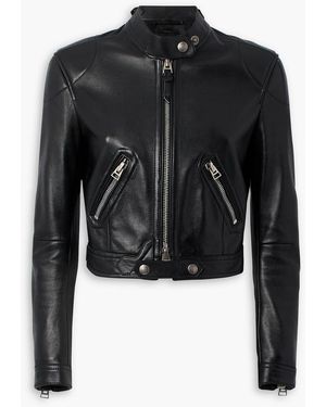 Tom Ford Cropped Leather Biker Jacket - Black