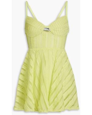Charo Ruiz Limmey Cutout Stretch-Lace Mini Dress - Yellow