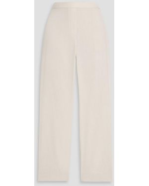 Theory Cropped Linen-Blend Slim-Leg Pants - White