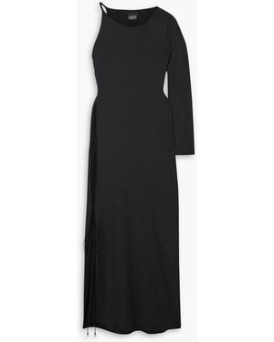 Leslie Amon Allegra One-sleeve Tie-detailed Stretch-jersey Maxi Dress - Black
