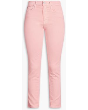 Mother Dazzler Cropped Mid-Rise Straight-Leg Jeans - Pink
