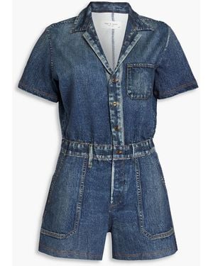 Rag & Bone Printed French Cotton-terry Playsuit - Blue