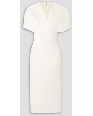 Safiyaa Flora Cape-effect Crepe Midi Dress - Natural