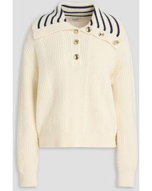 Sandro Cable-Knit Wool-Blend Polo Sweater - Natural