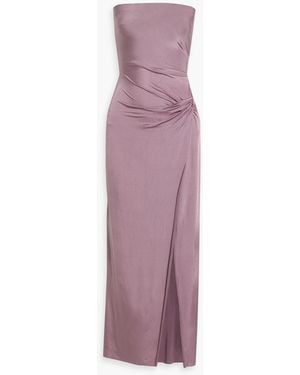 Bec & Bridge Petra Strapless Draped Satin-Jersey Maxi Dress - Purple