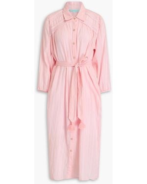 Melissa Odabash Cressida Lace-Trimmed Cotton-Jacquard Midi Dress - Pink
