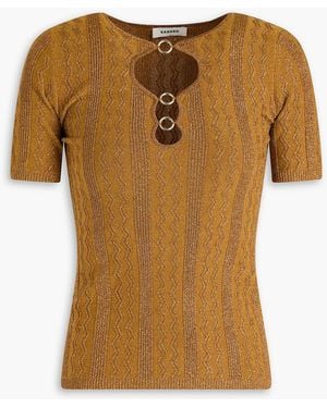 Sandro Verziertes oberteil aus rippstrick mit metallic-effekt und cut-outs - Braun