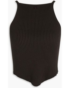 Courreges Ribbed-Knit Top - Black