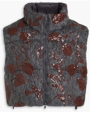 Brunello Cucinelli Cropped Quilted Mohair-blend Vest - Black