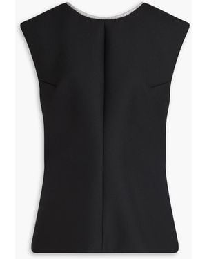 Rohe Crystal-Embellished Grain De Poudre Wool-Blend Top - Black