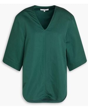 Tibi Cotton And Linen-blend Sateen Top - Green