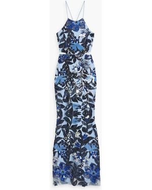 Marchesa Sequin-embellished Tulle Gown - Blue