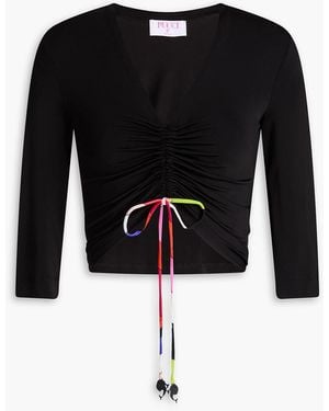 Emilio Pucci Cropped Ruched Stretch-jersey Top - Black