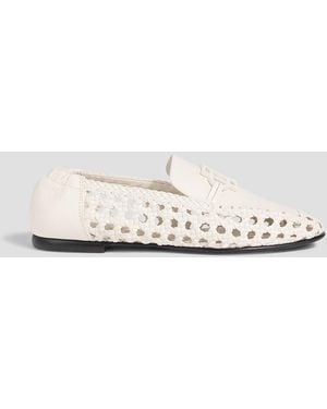 Jonathan Simkhai Dion Embellished Woven Leather Loafers - White