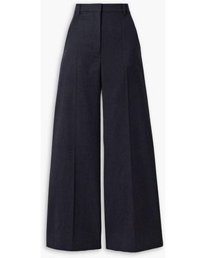 Stella McCartney Pleated Wool-Twill Wide-Leg Pants - Blue