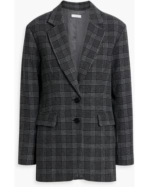 Iris & Ink Joey Checked Wool-blend Blazer - Black