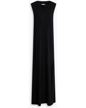 Esse Studios Maca Embellished Draped Jersey Maxi Dress - Black