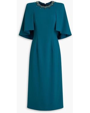 Jenny Packham Verziertes midikleid "ursa" aus crêpe mit cape-effekt - Blau