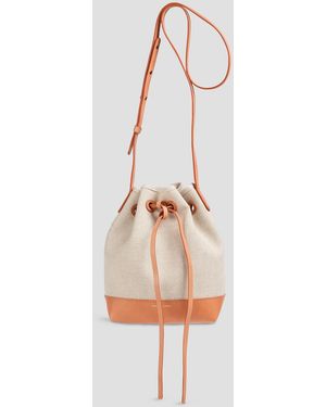 Mansur Gavriel Leather-Trimmed Canvas Bucket Bag - Natural