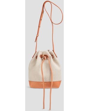 Mansur Gavriel Leather-Trimmed Canvas Bucket Bag - Natural