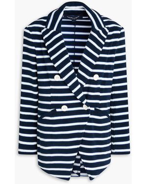 Veronica Beard Ortz Striped Cotton-Blend Terry Blazer - Blue