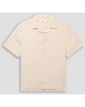 MR P. Camp-Collar Checked Cotton-Blend Seersucker Shirt - Natural