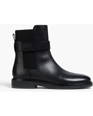Tory Burch Double T Leather Chelsea Boots - Black