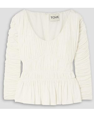 TOVE Lydia Gathered Stretch-jersey Top - Natural