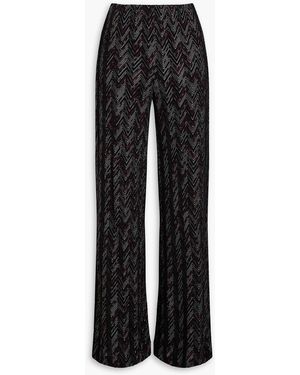 Missoni Crochet-knit Wool-blend Wide-leg Trousers - Black