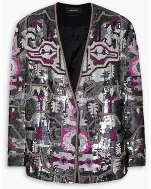 Isabel Marant Helaklero Embellished Wool Jacket - Black