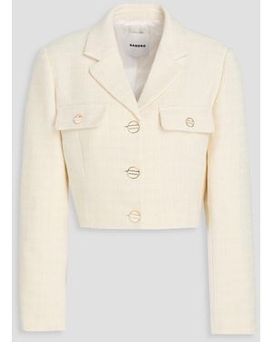 Sandro Cropped Tweed Blazer - Natural