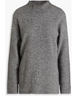 Giorgio Armani Mélange Cashmere And Silk-blend Turtleneck Jumper - Grey