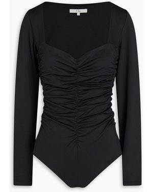 Tibi Ruched Jersey Bodysuit - Black