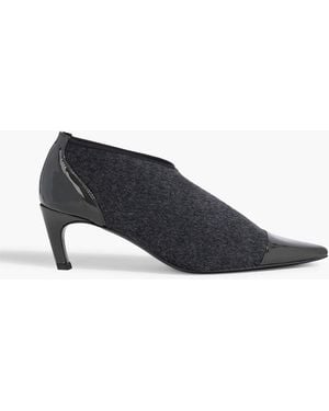 TOTEME Patent-Leather-Trimmed Felt Pumps - Blue