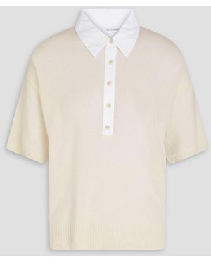 NAADAM Poplin-paneled Cashmere Polo Sweater - White