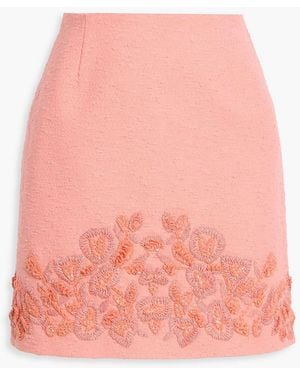 Carolina Herrera Embellished Cotton-Blend Tweed Mini Skirt - Pink